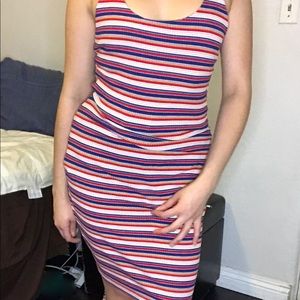 Striped bodycon midi dress